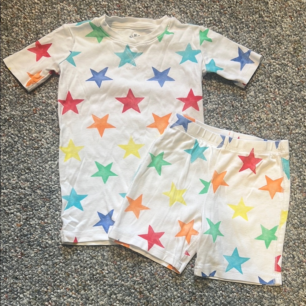 Primary Colorful Star Kids Pajamas. 100% organic cotton